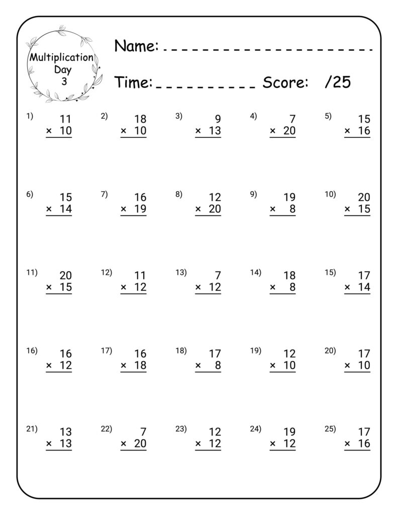 Multiplication Math Workbook For Grade 5 100 Practice Pages 100 Day Multiplication Worksheet Made By Teachers