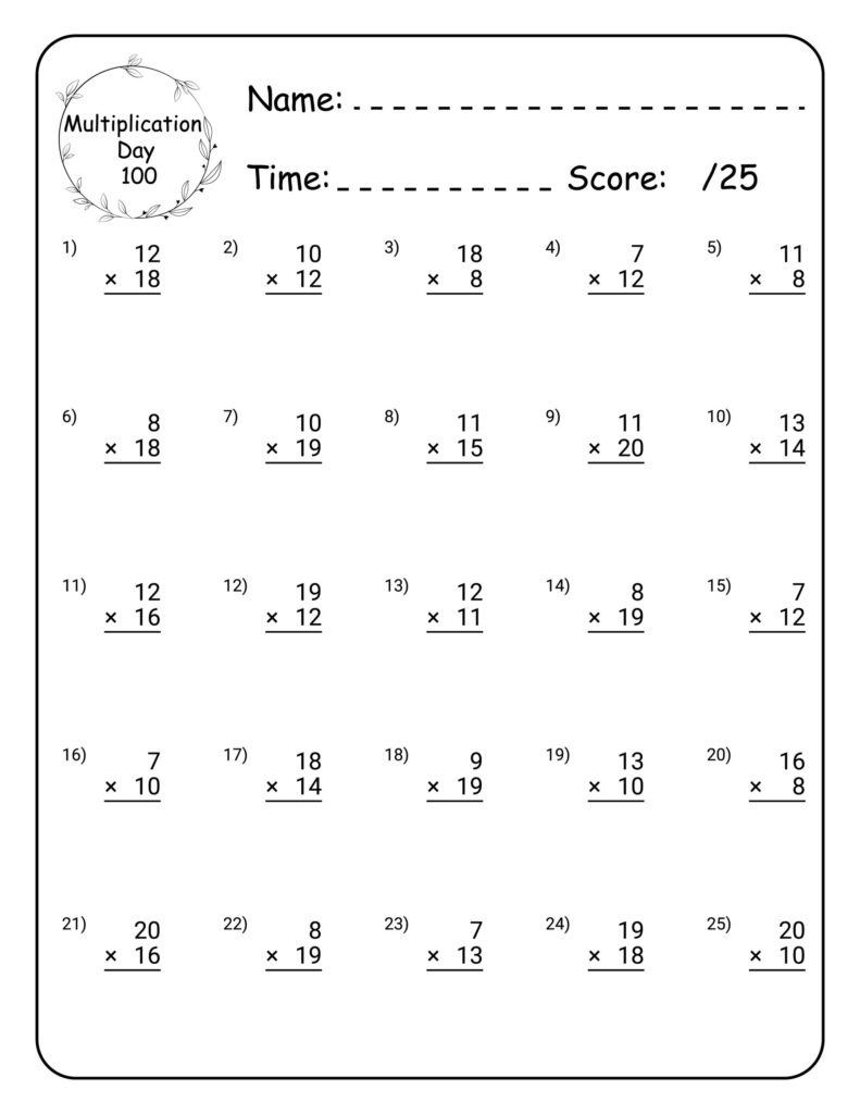 Multiplication Math Workbook For Grade 5 100 Practice Pages 100 Day Multiplication Worksheet Made By Teachers
