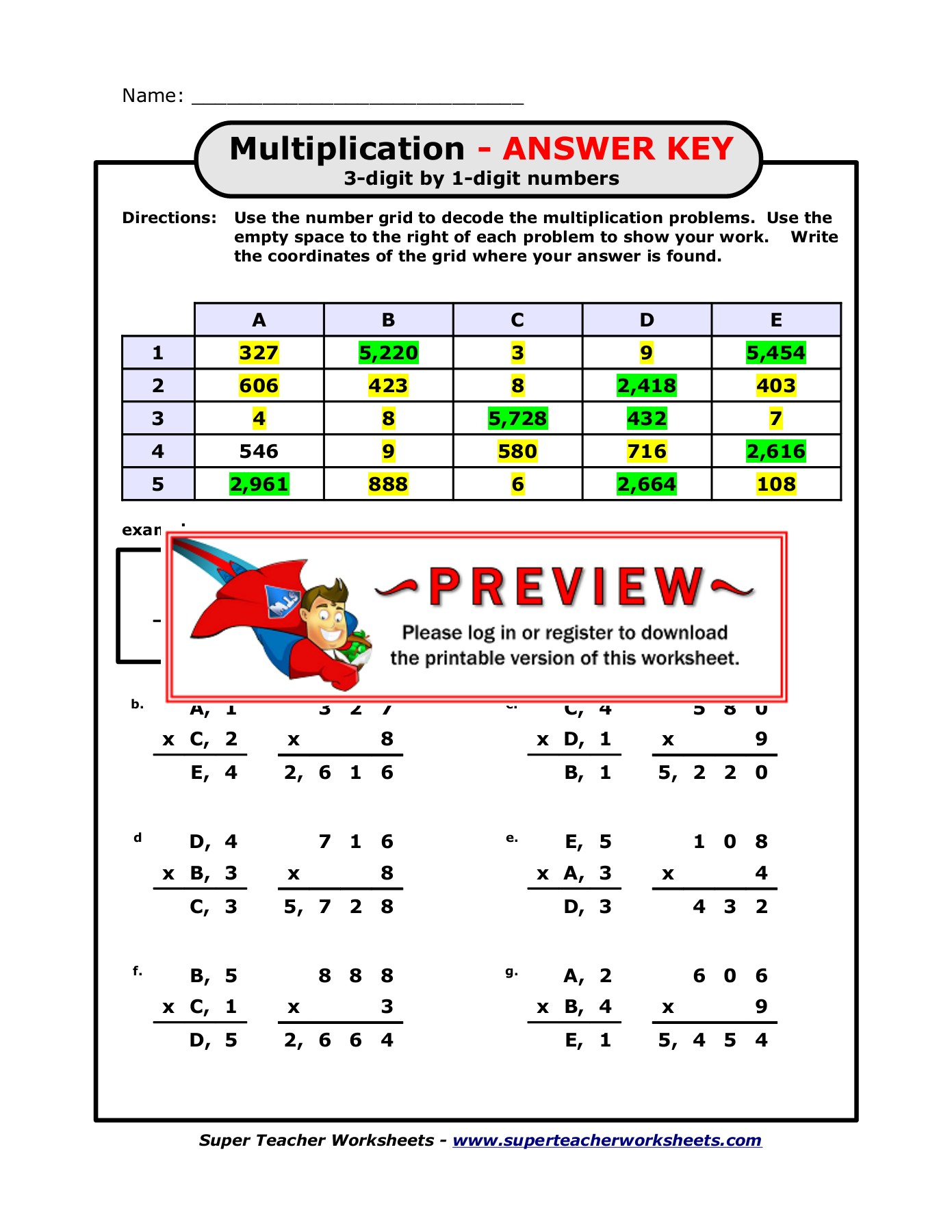 Multiplication Super Teacher Worksheets