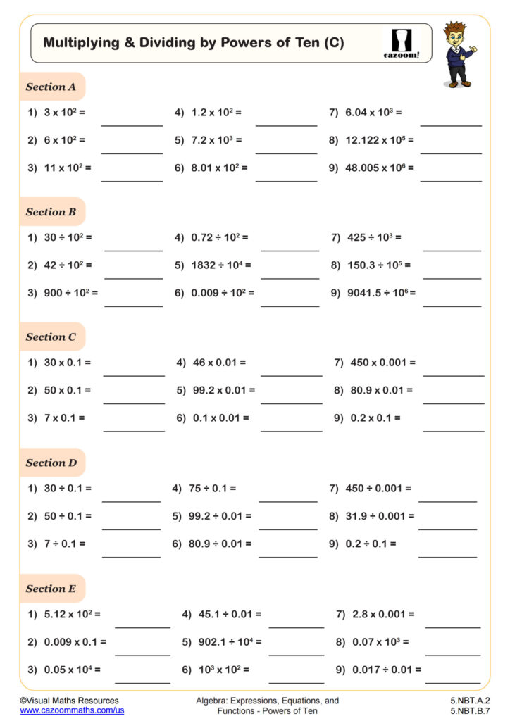 Multiplying And Dividing By Powers Of Ten C Worksheet 5th Grade PDF Worksheets Cazoom Math Multiplying And Dividing By Powers Of Ten C Worksheet 5th Grade PDF Worksheets Cazoom Math