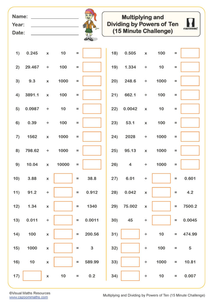 Multiplying And Dividing By Powers Of Ten Worksheet 15 Minute Challenge Fun And Engaging Year 5 PDF Worksheets Multiplying And Dividing By Powers Of Ten Worksheet 15 Minute Challenge Fun And Engaging Year 5 PDF Worksheets