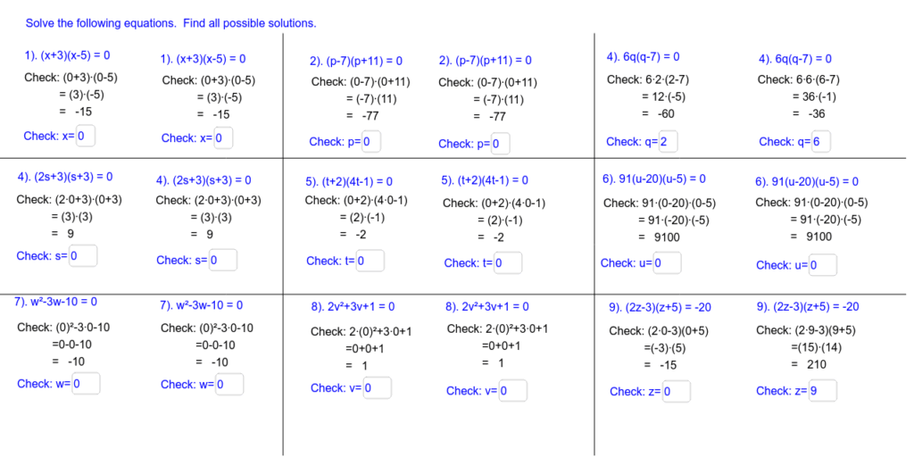 Null Factor Law GeoGebra