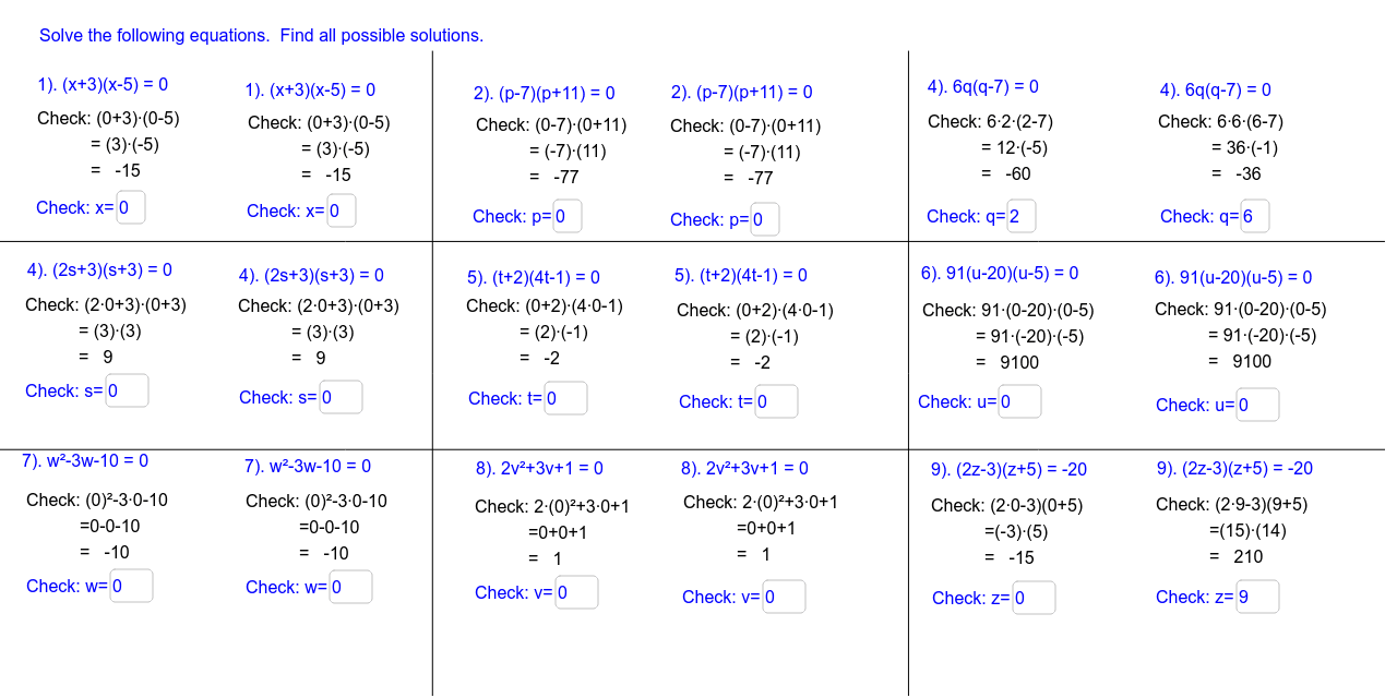 Null Factor Law GeoGebra