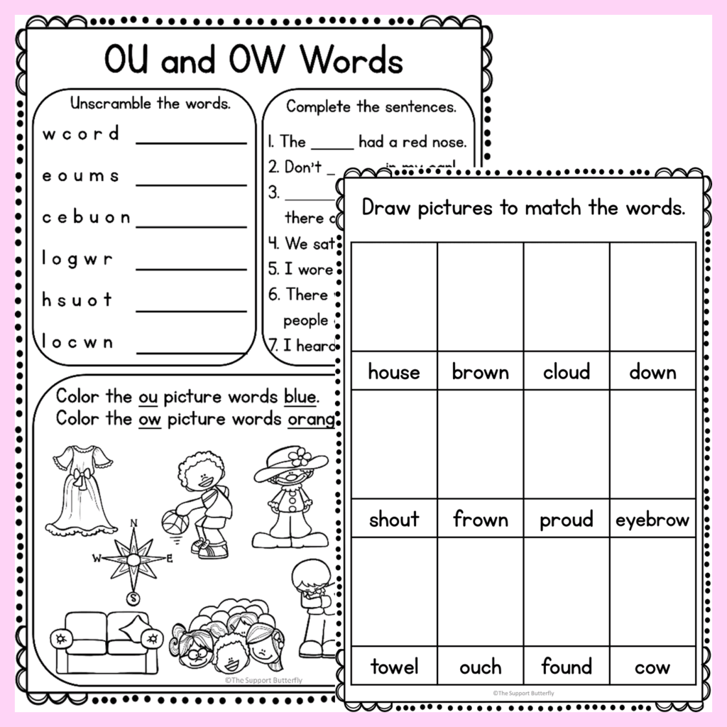 OU And OW Diphthong Worksheets Made By Teachers