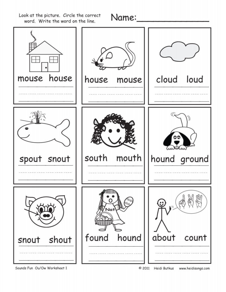 Ou Ow Sounds Fun Worksheets Heidi Songs