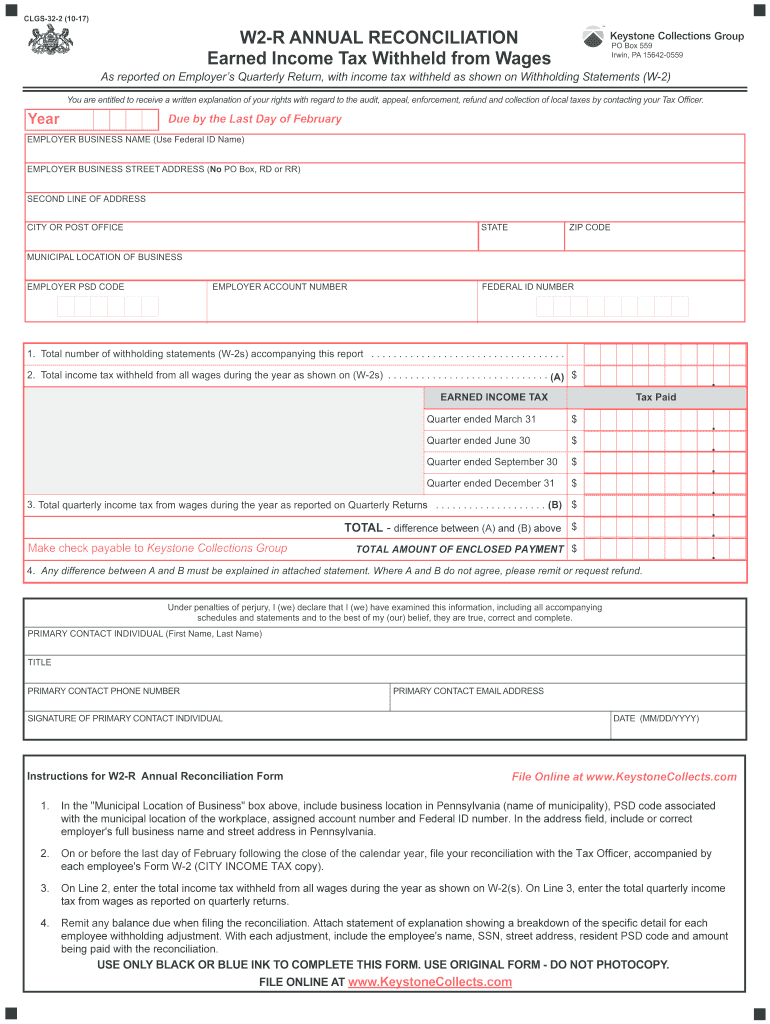 Pa W2 Reconciliation Worksheet Fill Out Sign Online DocHub