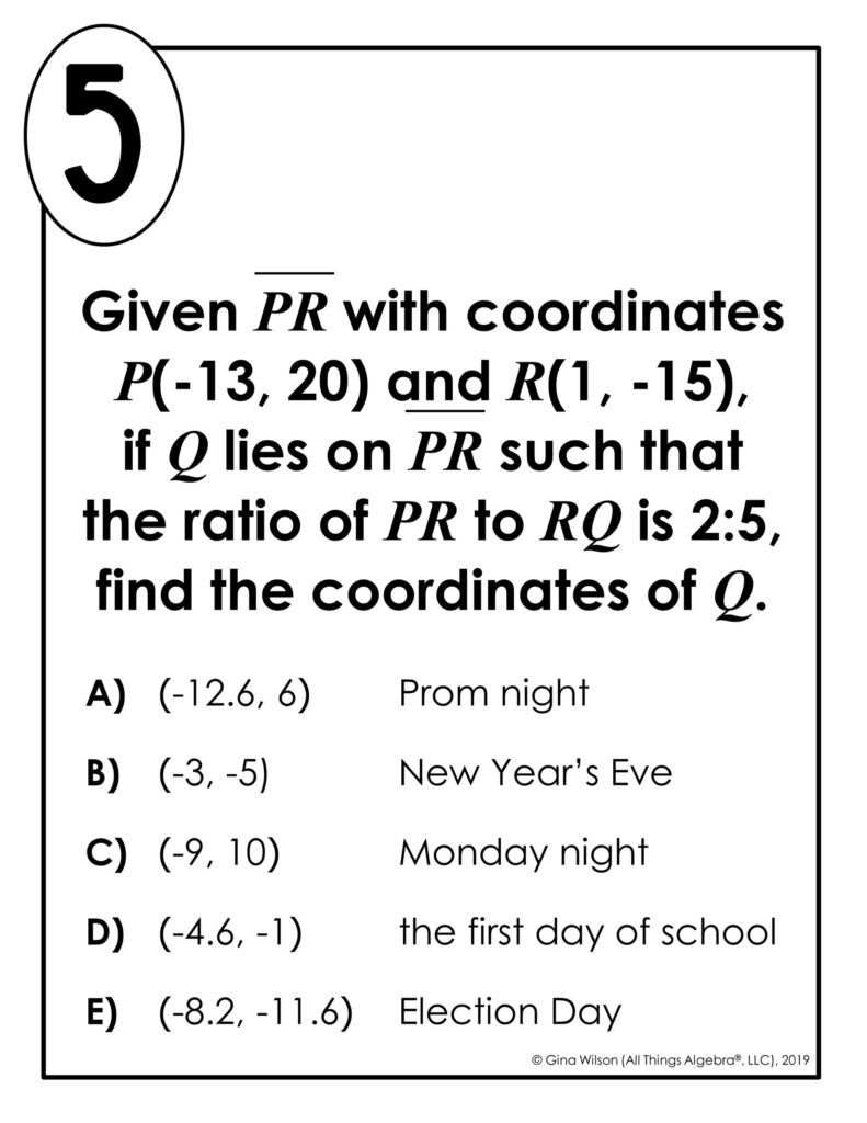 Partitioning A Line Segment Math Lib Activity All Things Algebra 