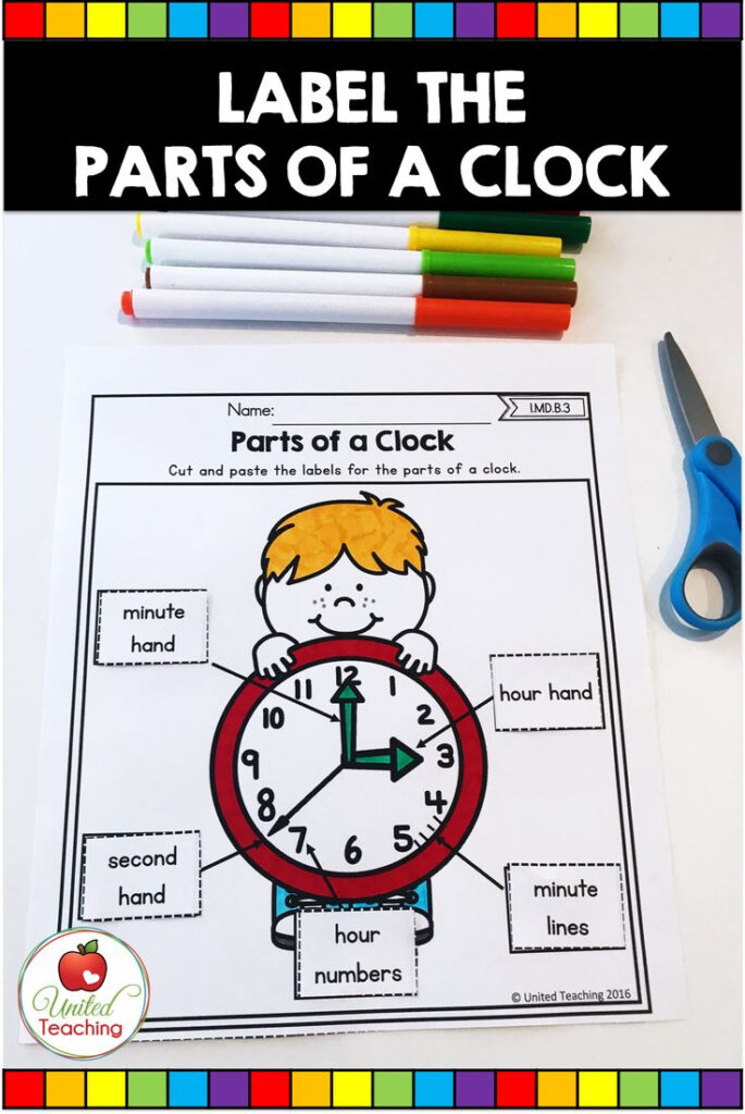 Parts Of A Clock Cut And Paste Activity To Make A Mini Anchor Chart