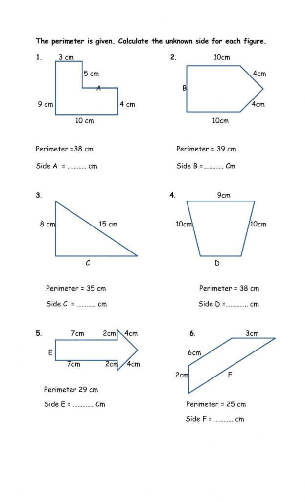 Perimeter Finding A Missing Side Worksheet Worksheets Library