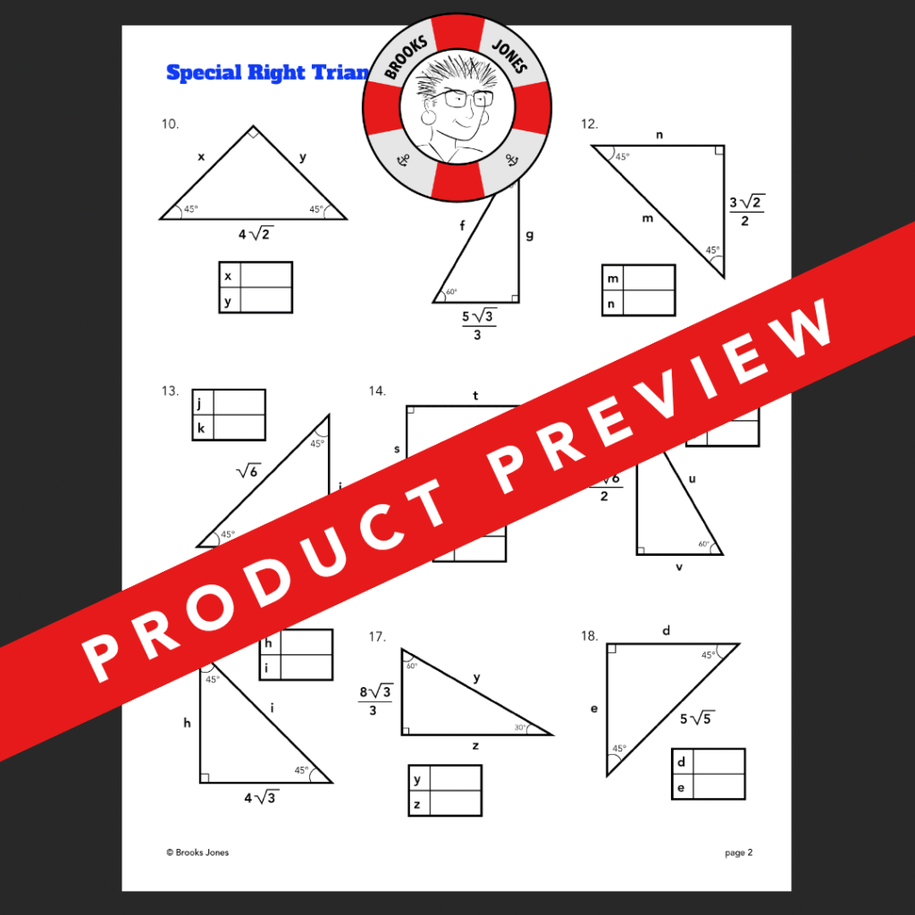 Practice With Special Right Triangles Worksheet And Poster Classful