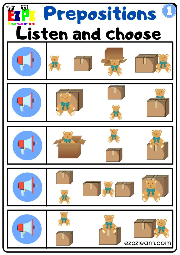 Prepositions Of Place Vocabulary Interactive Worksheet Listen And Choose The Correct Images Activity For Kindergarten K5 And ESL Students G1 Ezpzlearn