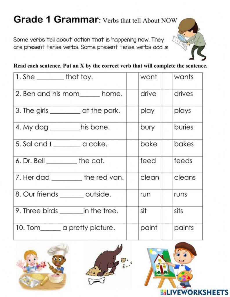 Present Tense Verbs Worksheet Grade 1 Worksheet Worksheets Library