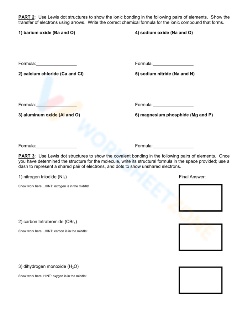 Printable Grade 10 Chemical Bonding Ionic And Covalent Worksheets Download