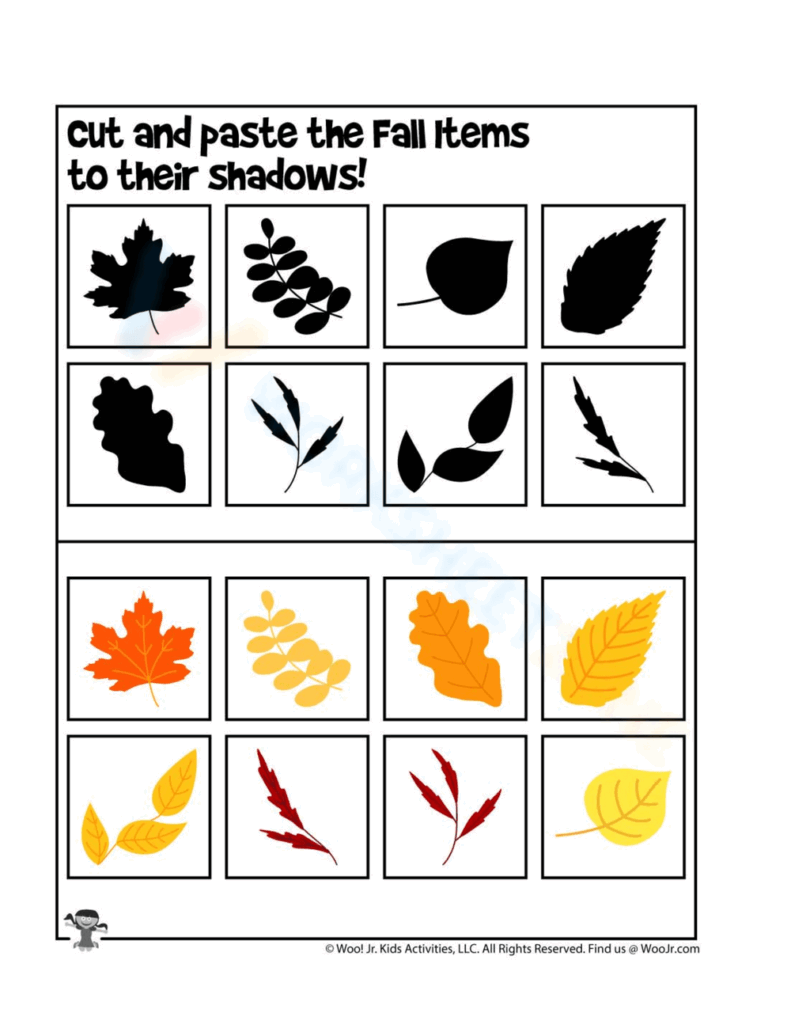 Printable Kindergarten Fall Cut And Paste Worksheets