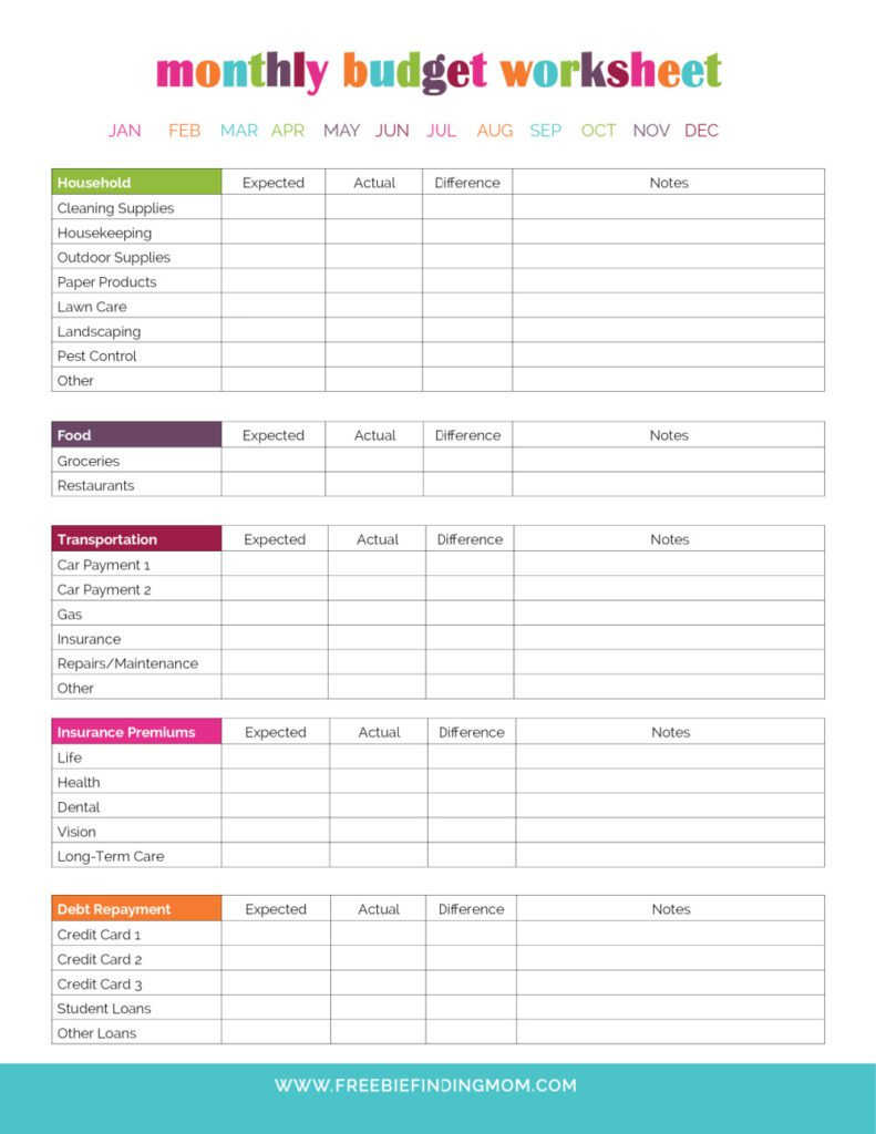 Printable Monthly Budget Planner Template