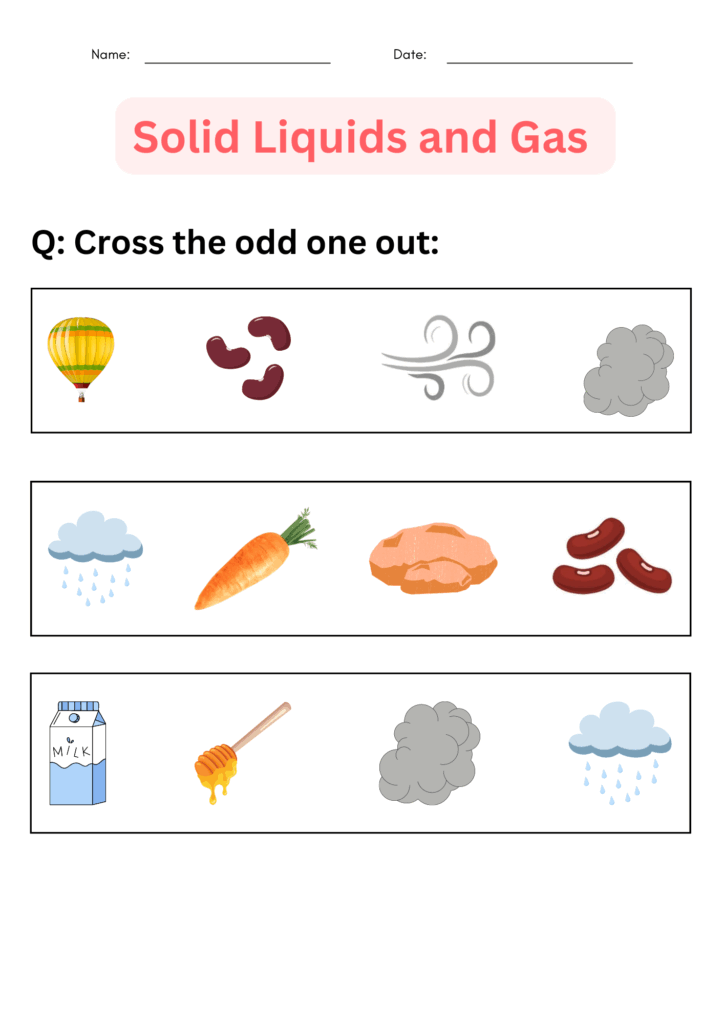 Printable Solid Liquids And Gas Worksheets For Grade 1 2 3 Made By Teachers