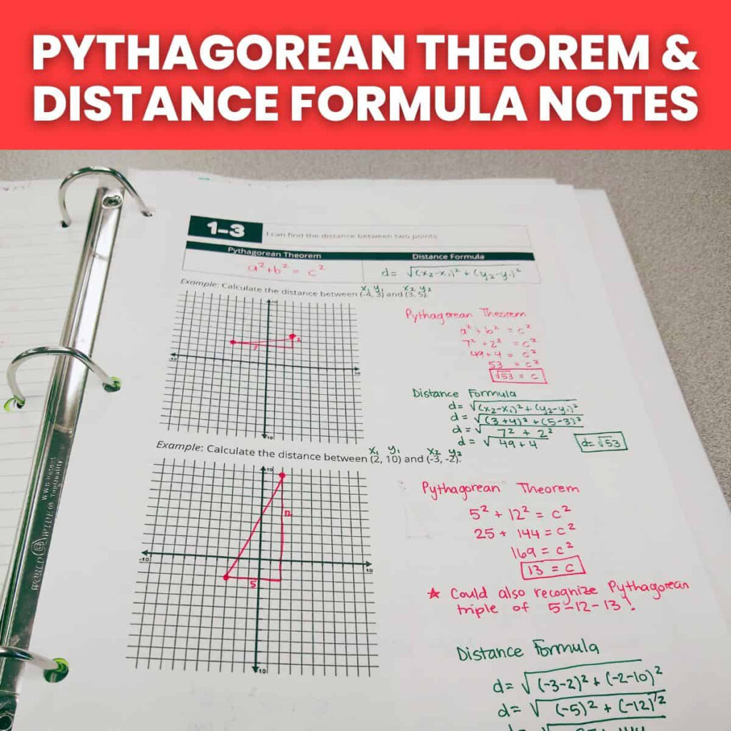 Pythagorean Theorem And Distance Formula Notes Math Love Pythagorean Theorem And Distance Formula Notes Math Love