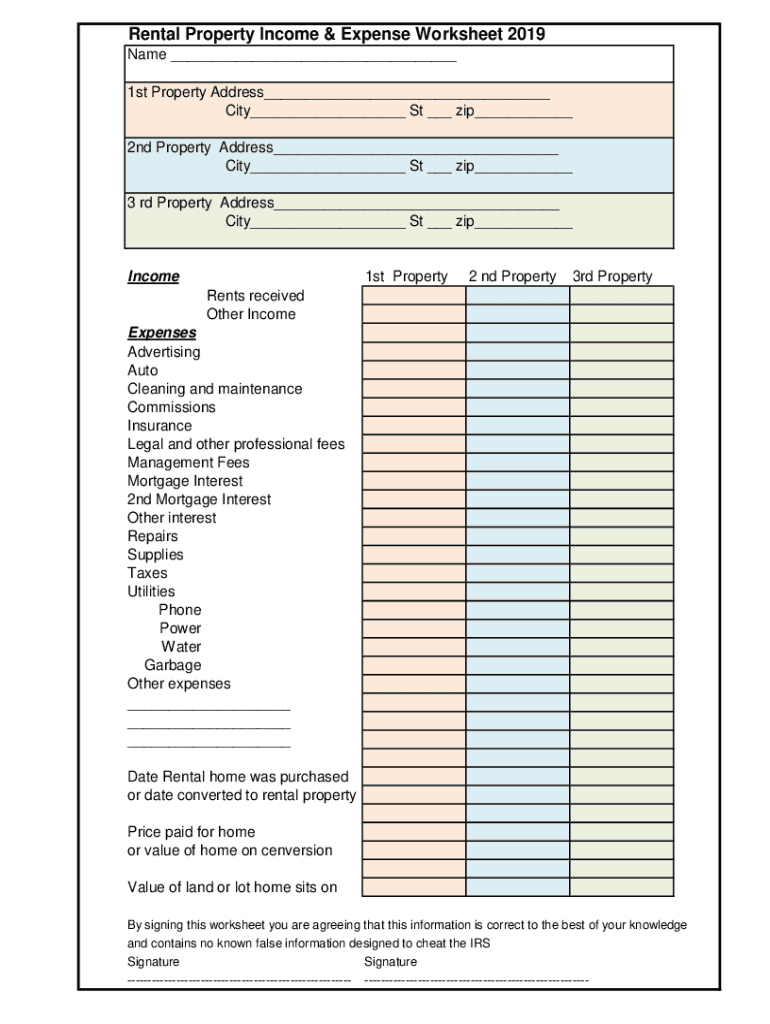Rental Income And Expense Worksheet Pdf Free Fill Out Sign Online DocHub