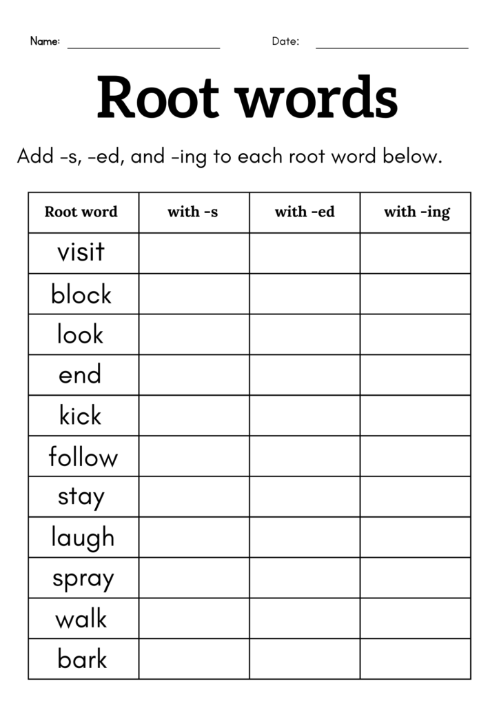 Root Words Worksheet For Grade 1 Or 2 Root Words And Affixes Worksheet For Kids Made By Teachers
