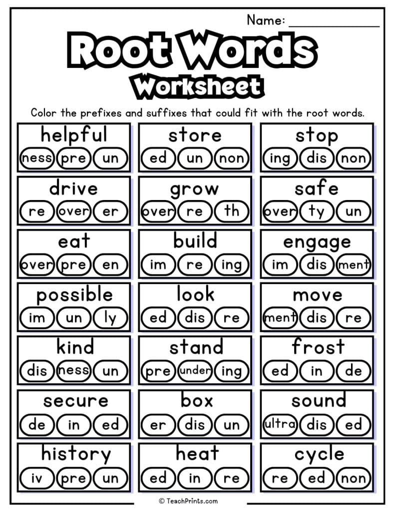 Root Words Worksheets 8 Free PDF Printables Teach Prints