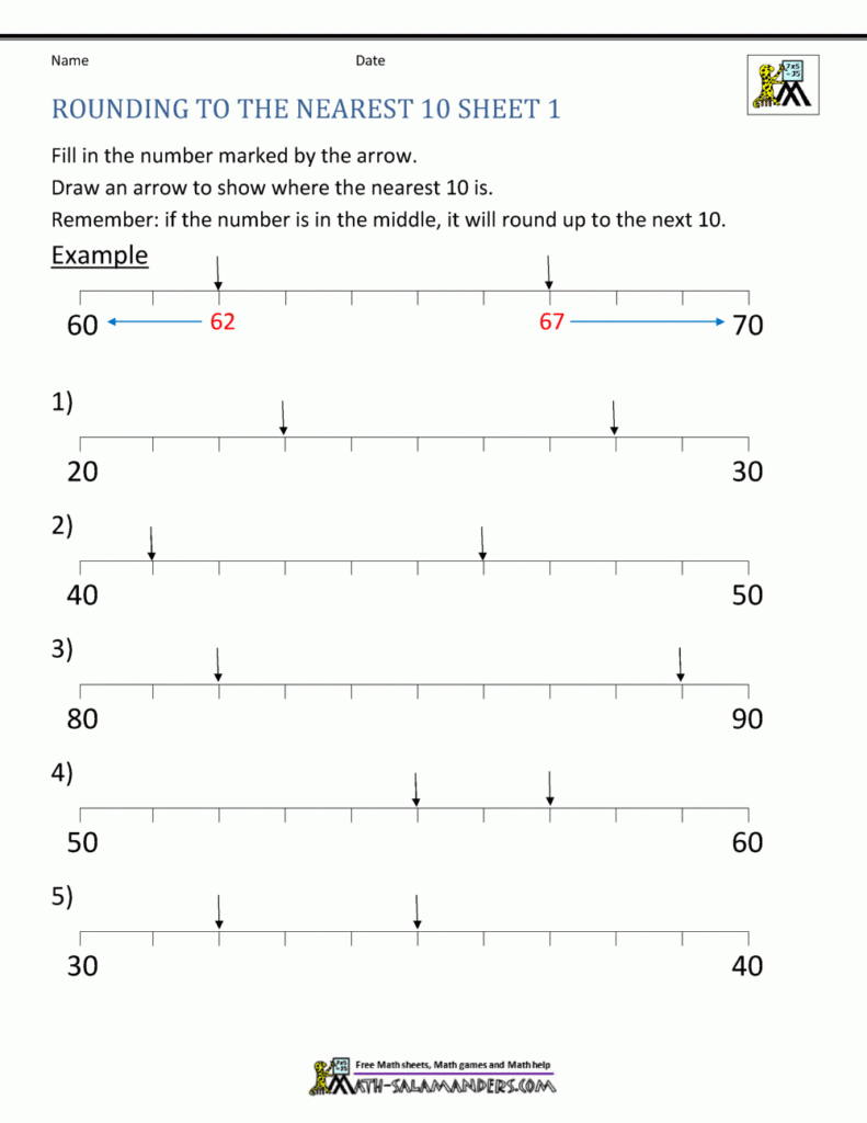Rounding To The Nearest 10 Worksheets