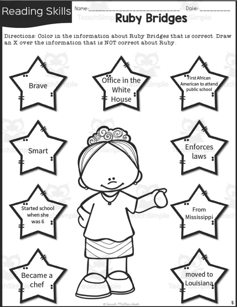 Ruby Bridges History Packet For 2nd 3rd Grade Worksheets Library