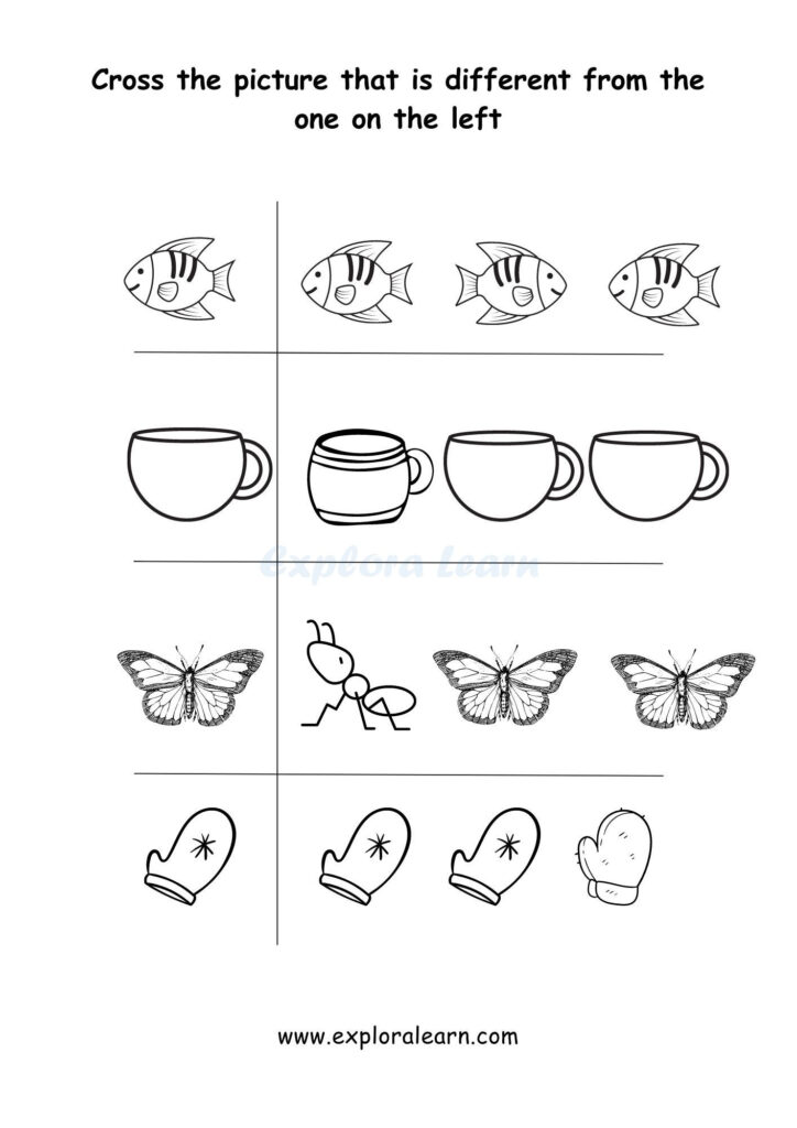 Same And Different Comparison Worksheets For Preschool And Kindergarten 2 To 6 Years Kids