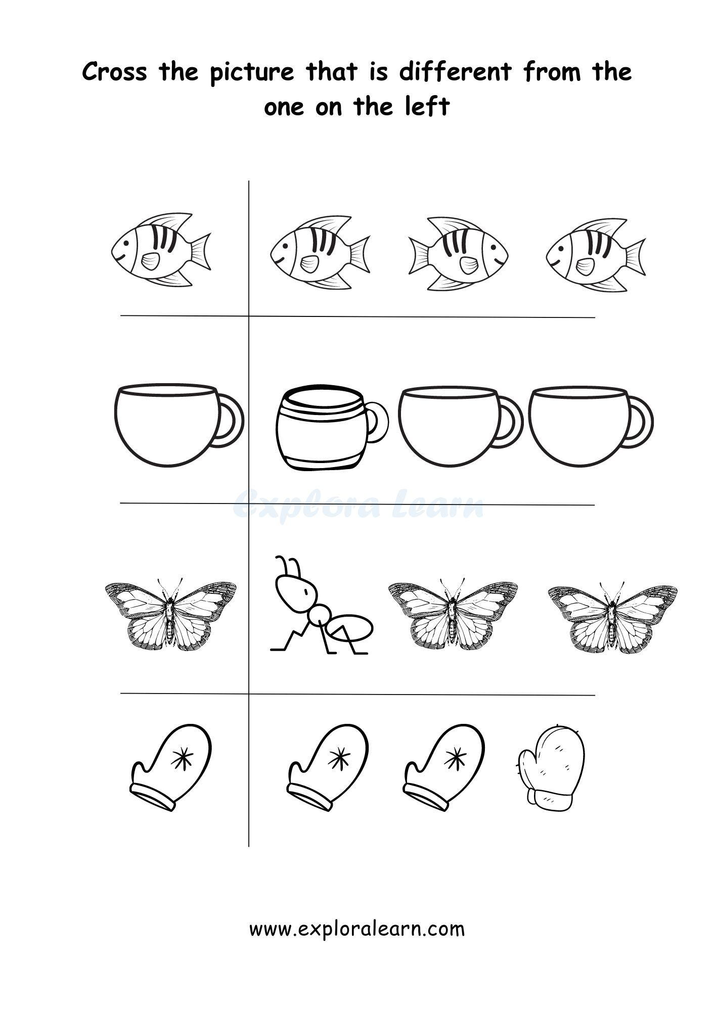 Same And Different Comparison Worksheets For Preschool And Kindergarten 2 To 6 Years Kids