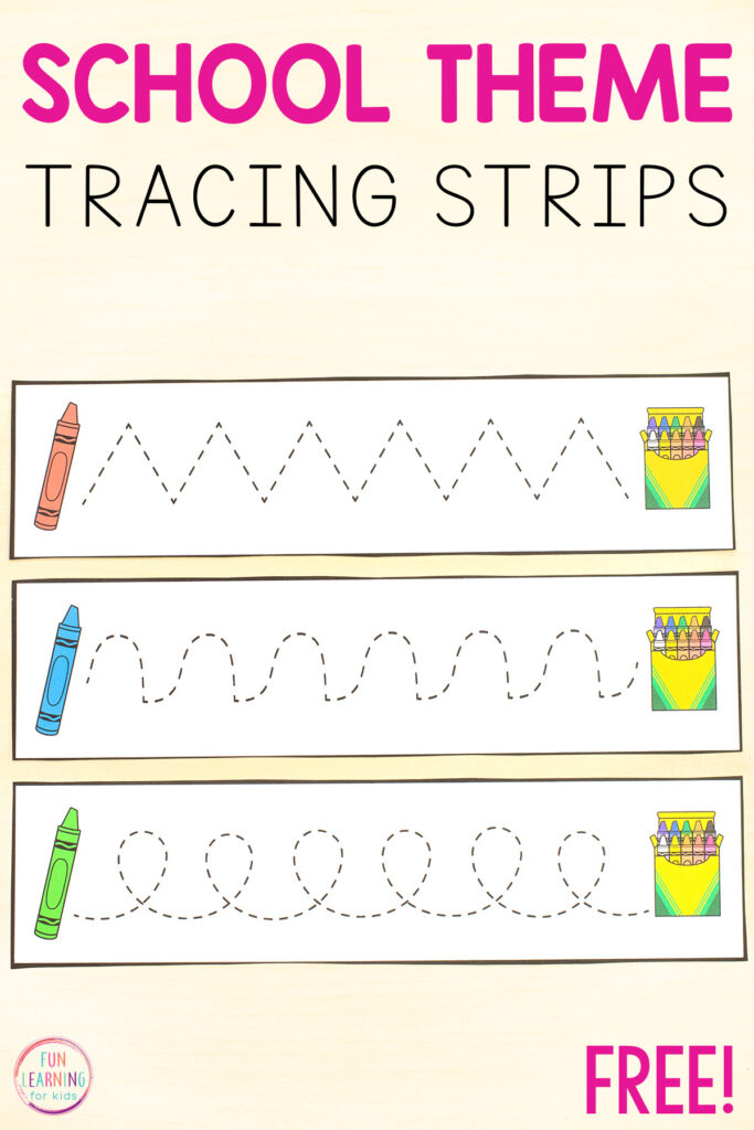 School Theme Tracing Strips For Pre Writing Practice