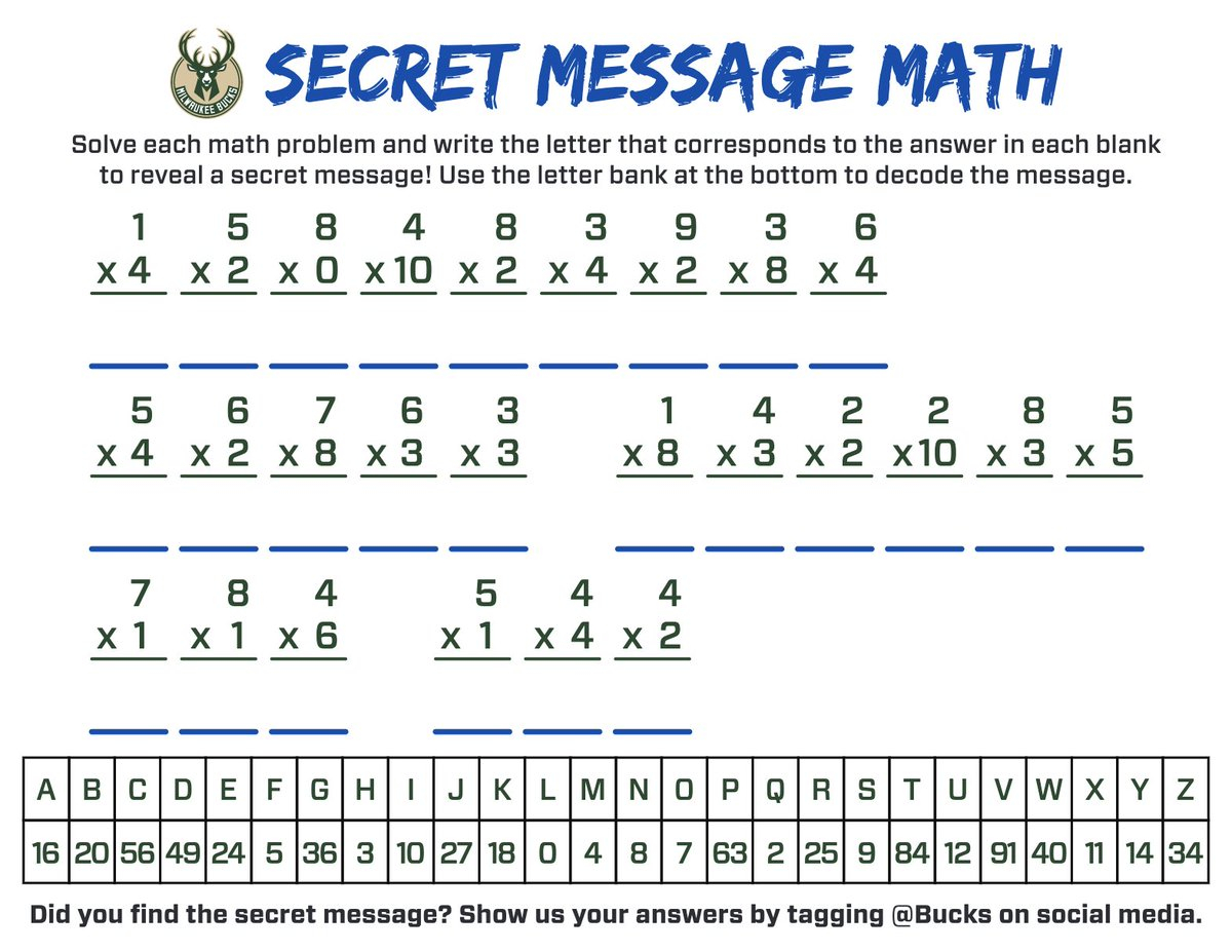 Secret Message Math Download And Print The Worksheet At Https t co 57nPOIZ42U