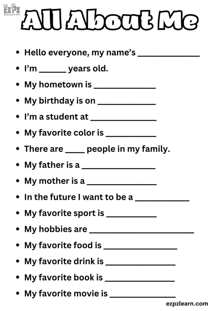 Self Introduction All About Me Drawing Activity For Preschool And Kindergarten Students Download The Free Printable PDF Ezpzlearn