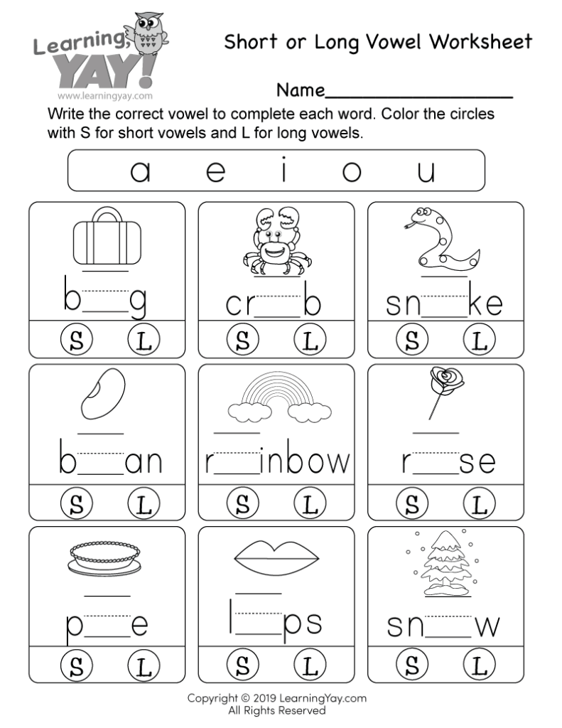 Short Or Long Vowel Worksheet For 1st Grade Free Printable Short Or Long Vowel Worksheet For 1st Grade Free Printable