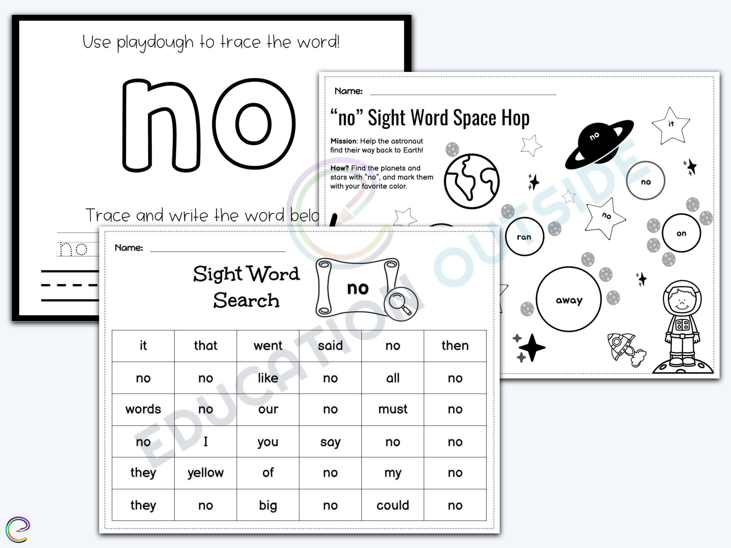 Sight Words Sight Word No Children Worksheets Kindergarten 1st Grade Worksheets Home Schooling Digital Download Education Printable Etsy