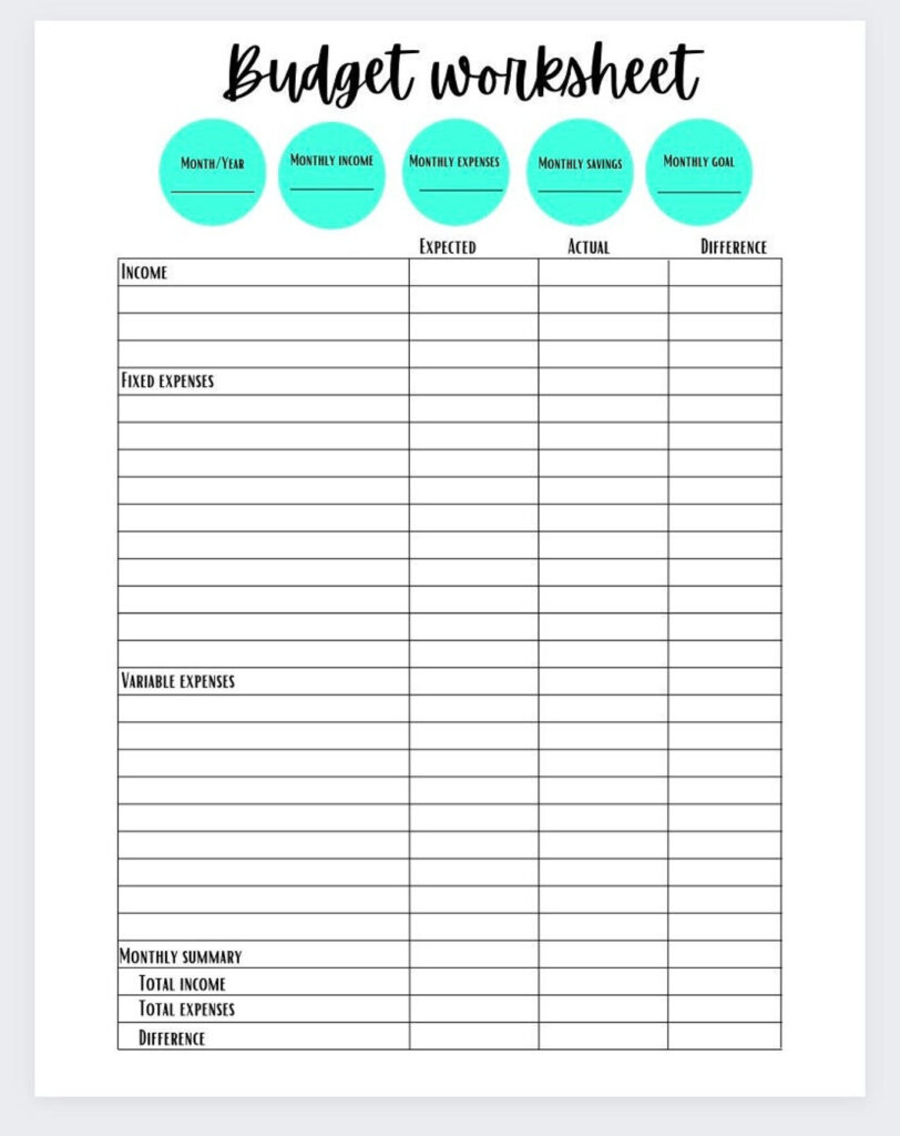 Simple Budget Worksheet Etsy Simple Budget Worksheet Etsy