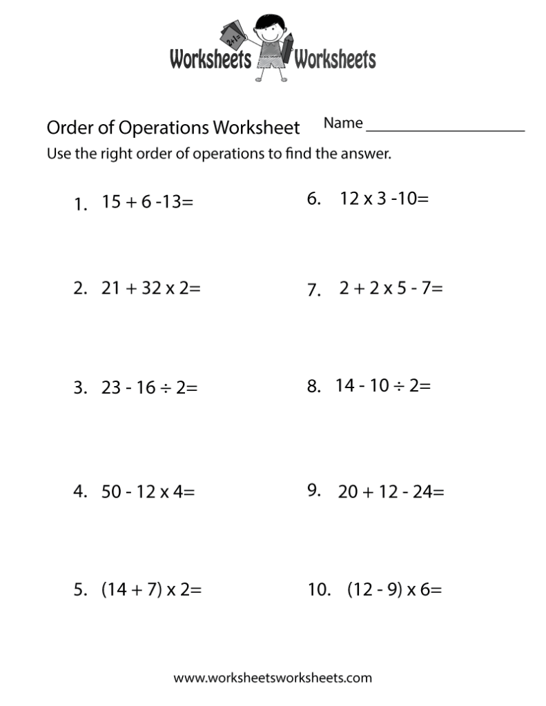 Simple Order Of Operations Worksheet Worksheets Worksheets Simple Order Of Operations Worksheet Worksheets Worksheets