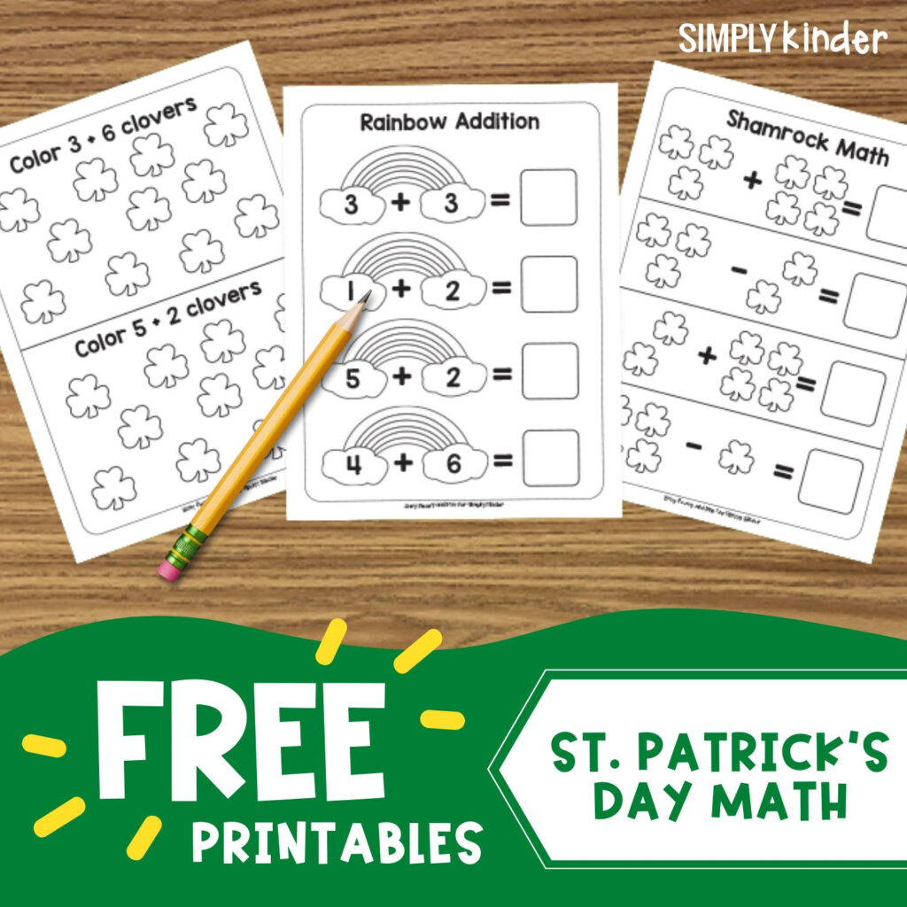 Simple St Patricks Day Math Printables Simply Kinder Simple St Patricks Day Math Printables Simply Kinder