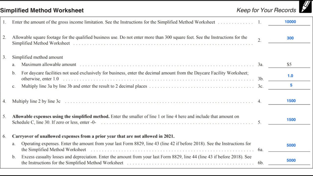 Simplified Method Worksheet For Determining Business Use Of Your Home IRS Schedule C YouTube