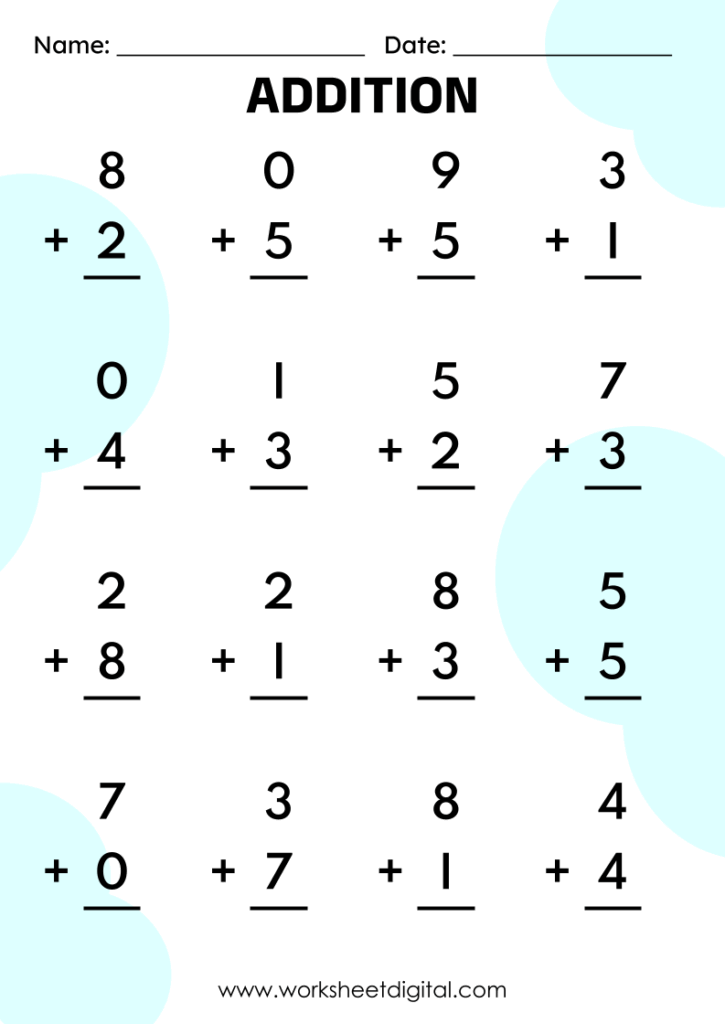 Single Digit Addition Math Practice Worksheet Digital 1 Teacher Made Resources