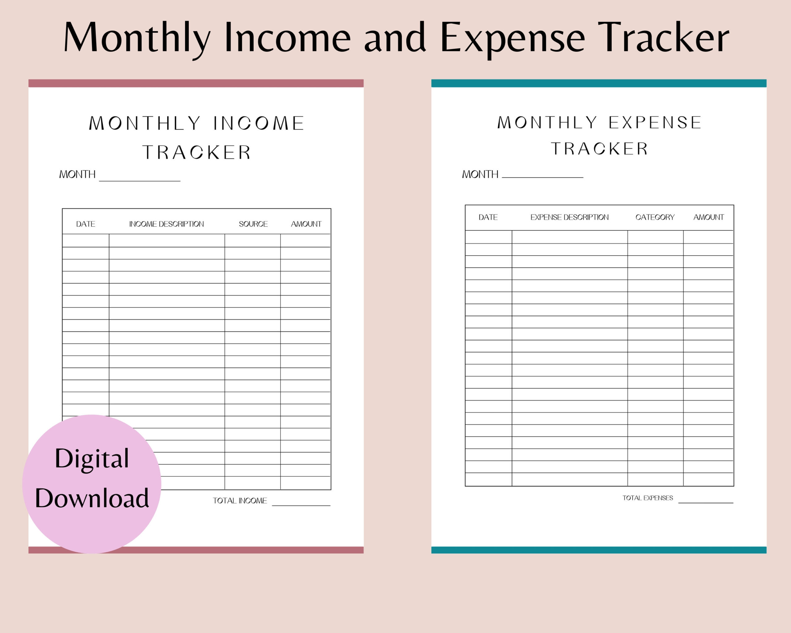 Small Business Income And Expense Tracker Printable Monthly Budget PDF Download Etsy Israel