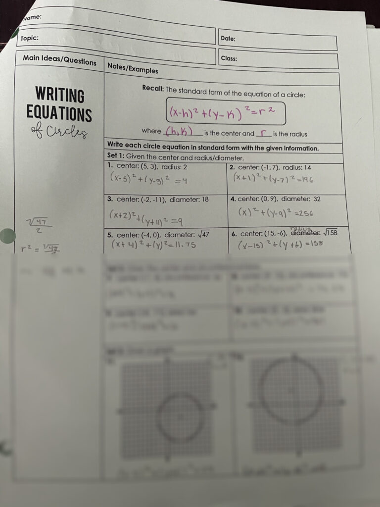 SOLUTION Geometry Writing Equations Of Circles Page 1 Of 2 Worksheets Library