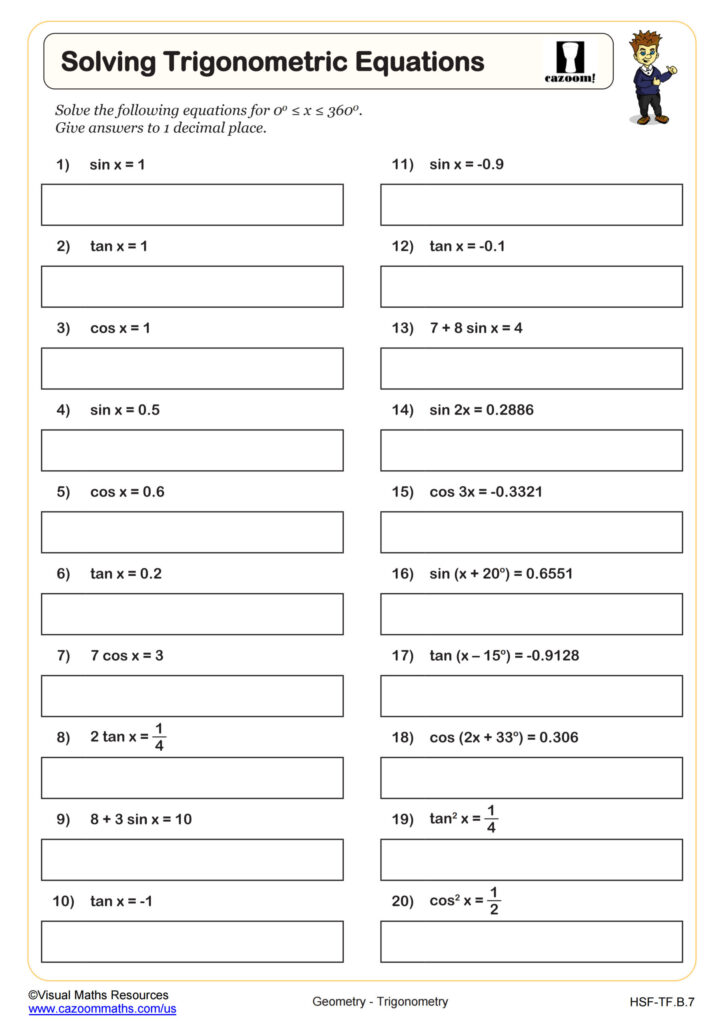 Solving Trigonometric Equations Worksheet Fun And Engaging Algebra II PDF Worksheets Cazoom Math