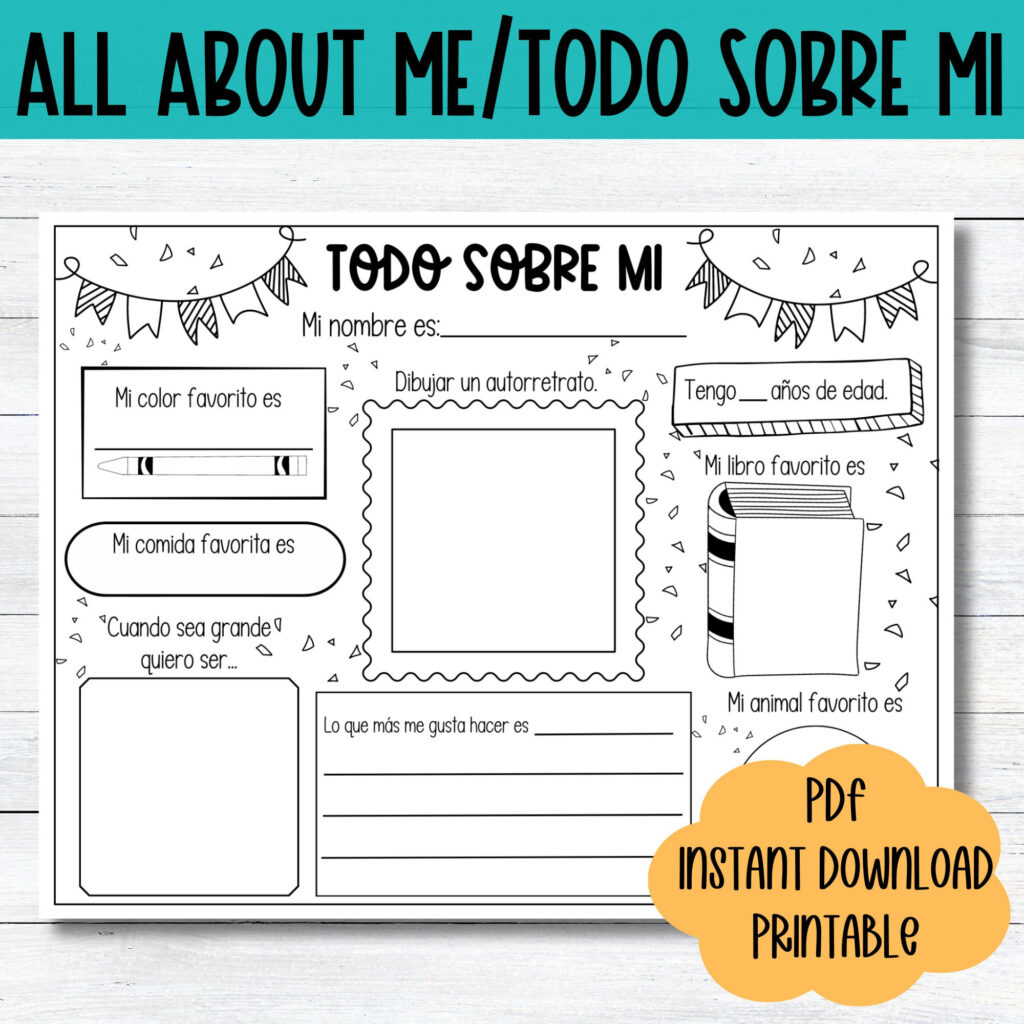 Spanish All About Me Worksheet Classroom Activity Page PDF Etsy