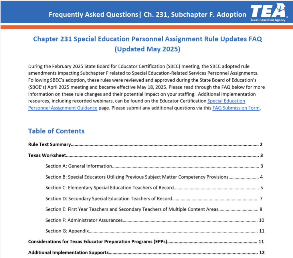 Special Education Personnel Assignment Updates TExES Special Education EC 12 Exam 186 ESC 20 Special Education Personnel Assignment Updates TExES Special Education EC 12 Exam 186 ESC 20