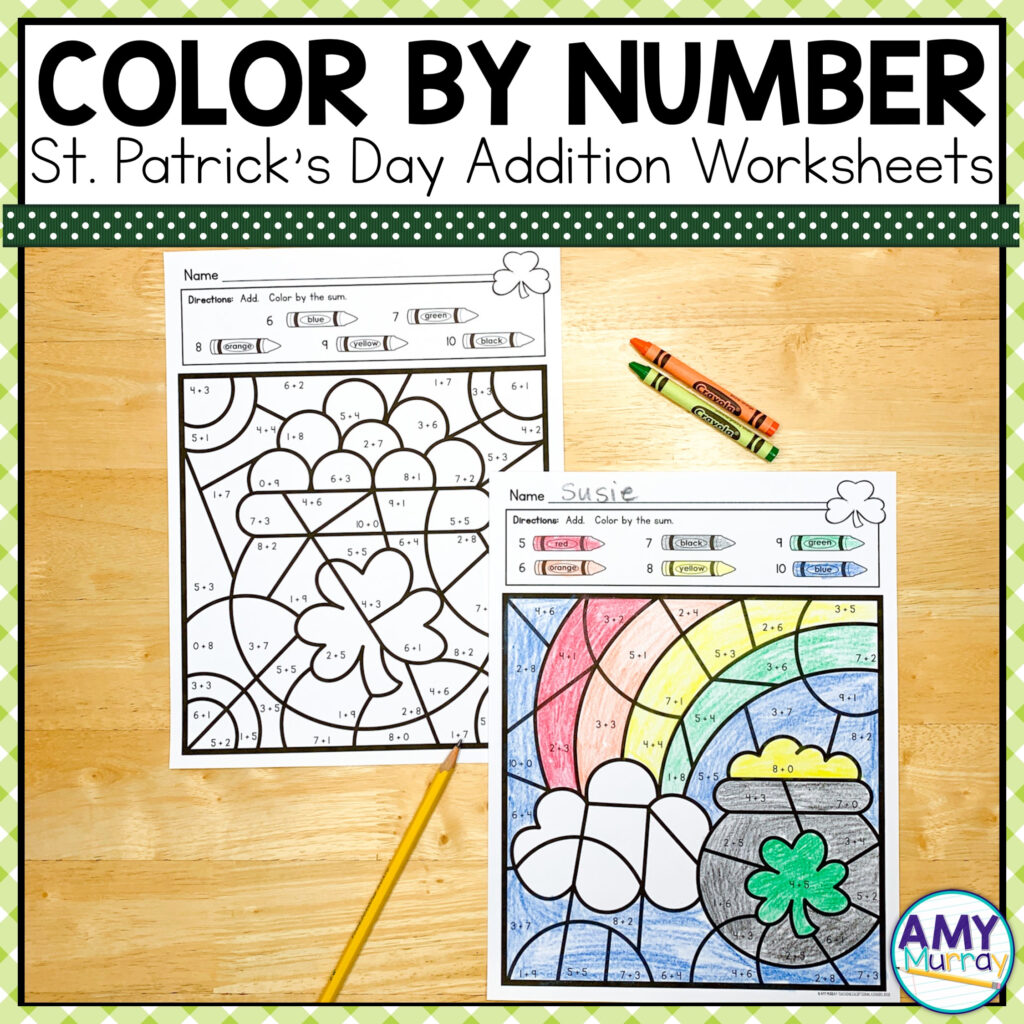 St Patrick s Day Color By Number Kindergarten Math Worksheets Teaching Exceptional Kinders