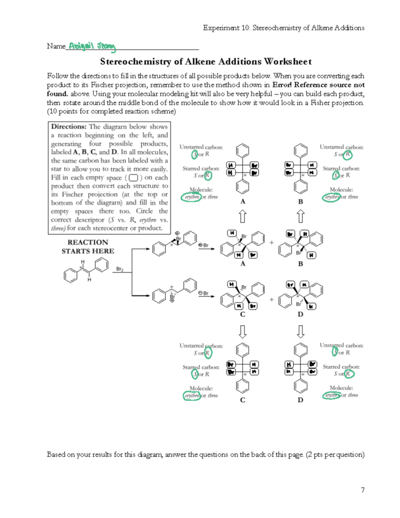 Stereochemistry Of Alkene Additions Experiment 10 Worksheet Studocu Stereochemistry Of Alkene Additions Experiment 10 Worksheet Studocu