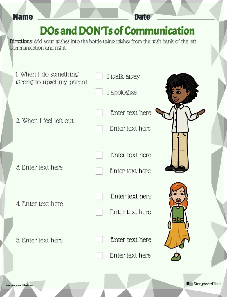 Storyboard That Communication Worksheets For Education