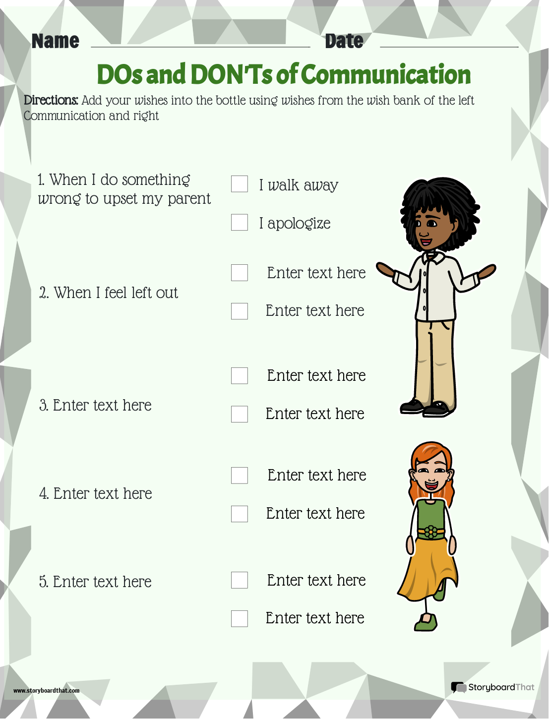 Storyboard That Communication Worksheets For Education