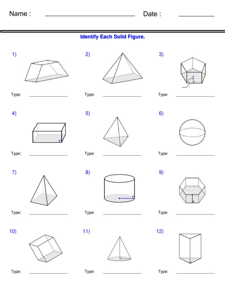 Surface Area Volume Identify Solid Figures Worksheets Made By Teachers