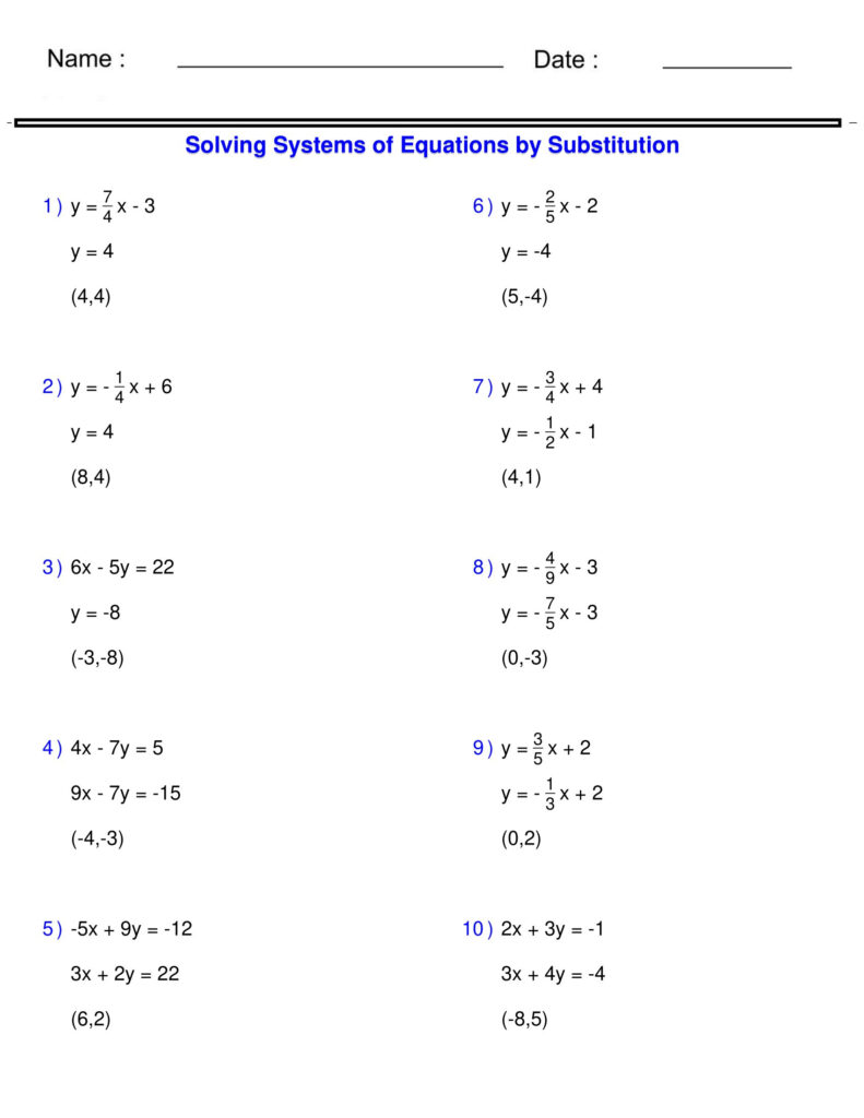 Systems Of Equations Solving Two Variable Systems Of Equations By Substitution Made By Teachers