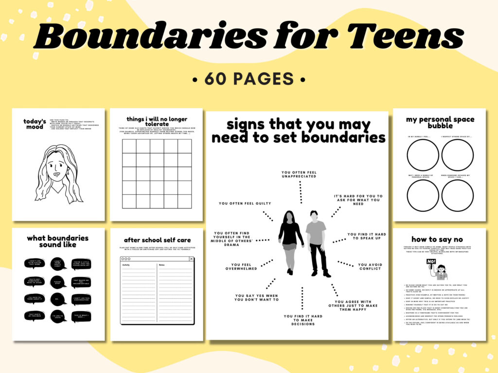 Teen Boundaries Workbook Bundle Setting Healthy Boundaries Boundaries Journal Therapy Worksheet For Teens Codependency Self Care Etsy